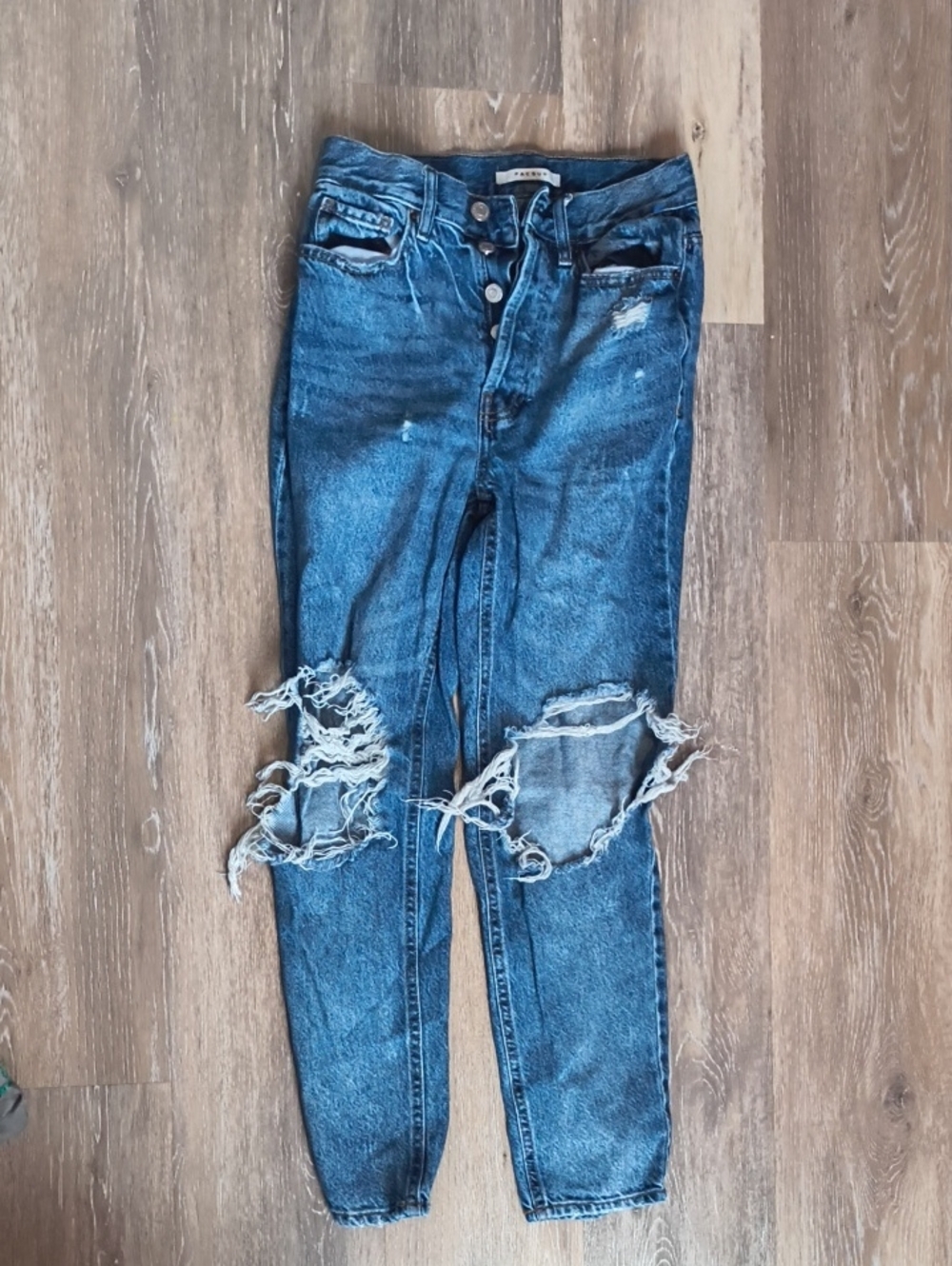 PacSun Women's Distressed Straight Leg Jeans - Blue